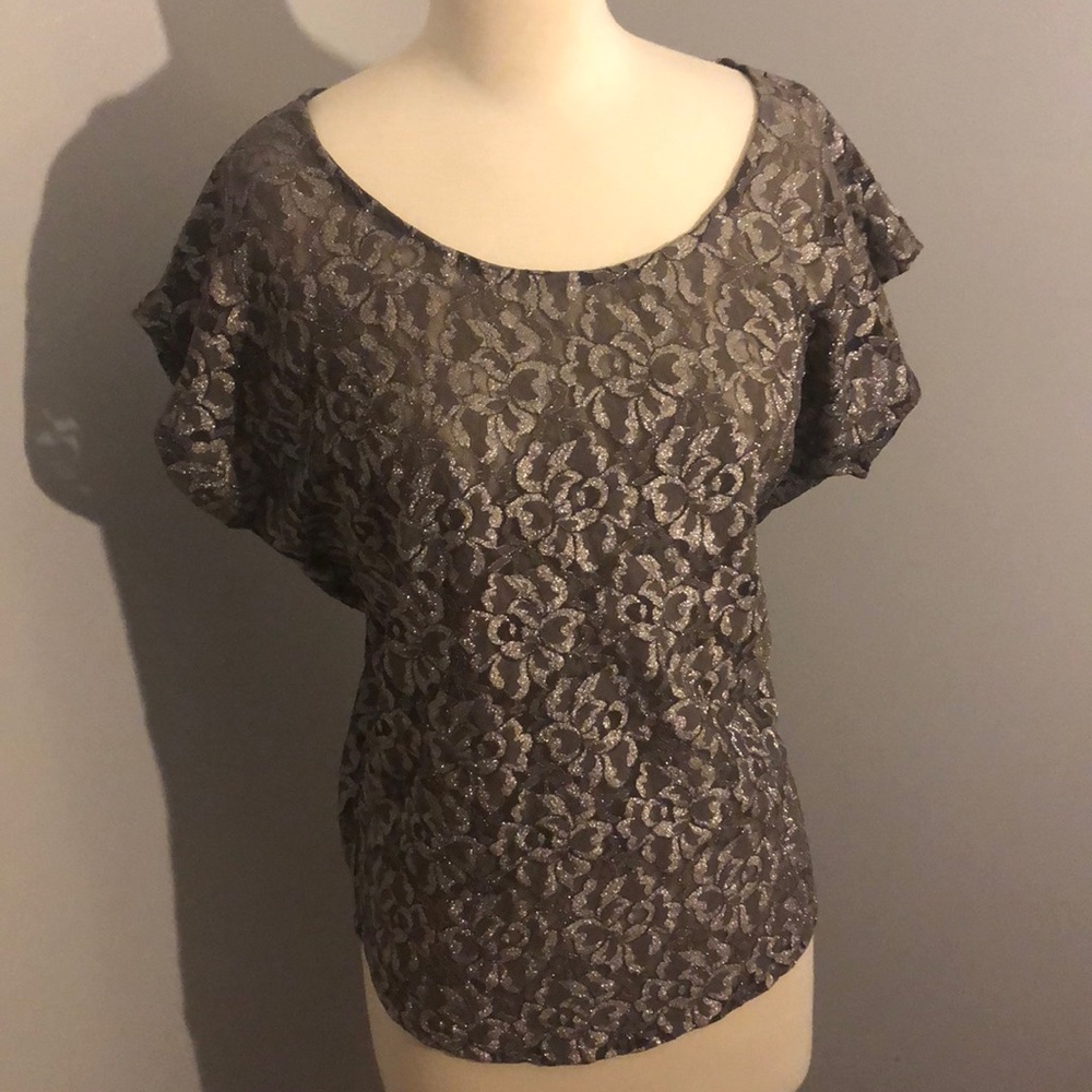 Floral shimmer top